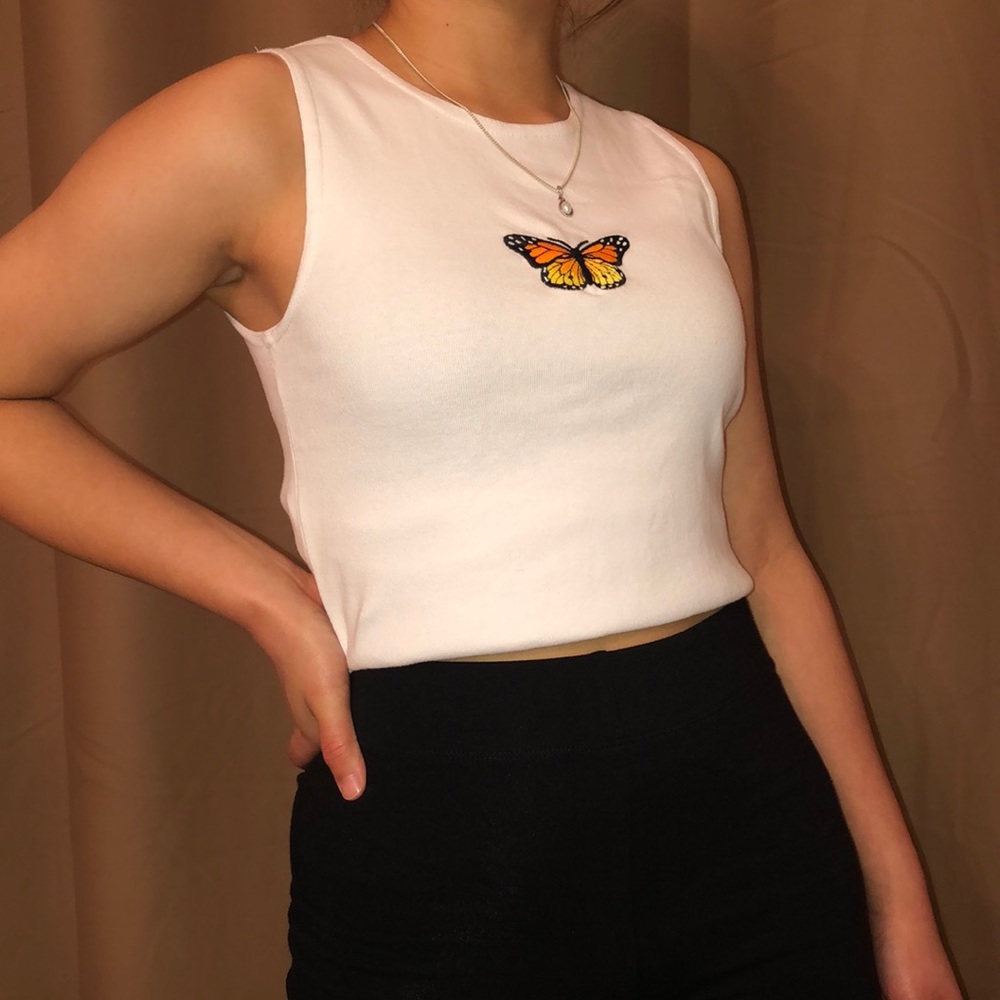 John Galt Butterfly Tank Top - White